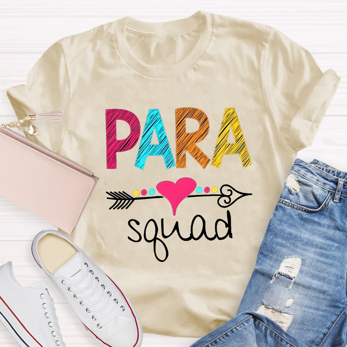 Para Squad Pink Heart Teacher T-Shirt