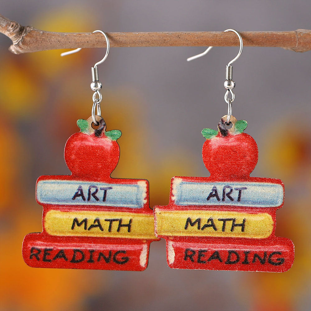 Apple Textbook Teacher Earrings