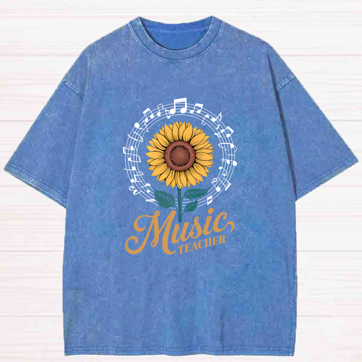 Music Teacher Sunflower Washed T-shirt