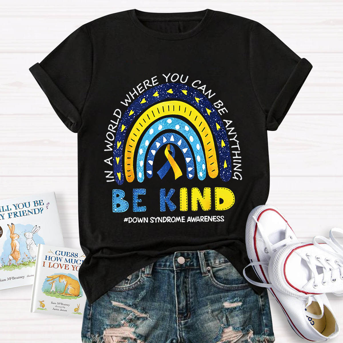 Be Kind Down Syndrome Awareness Heart T-Shirt