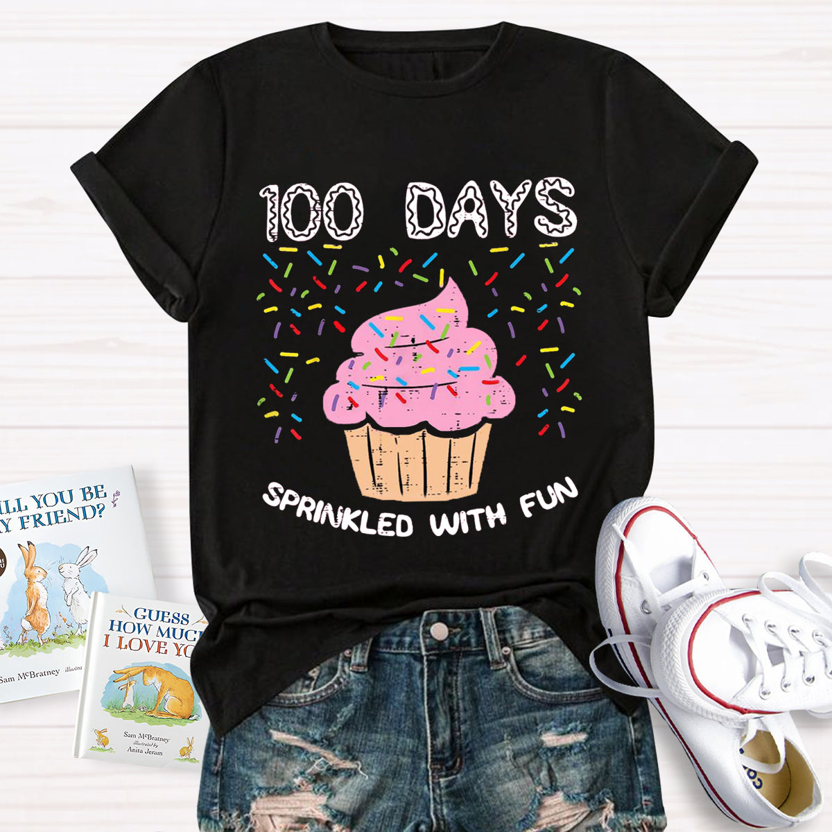 100 Days Sprinkled With Fun Cupcake Teacher T-Shirt