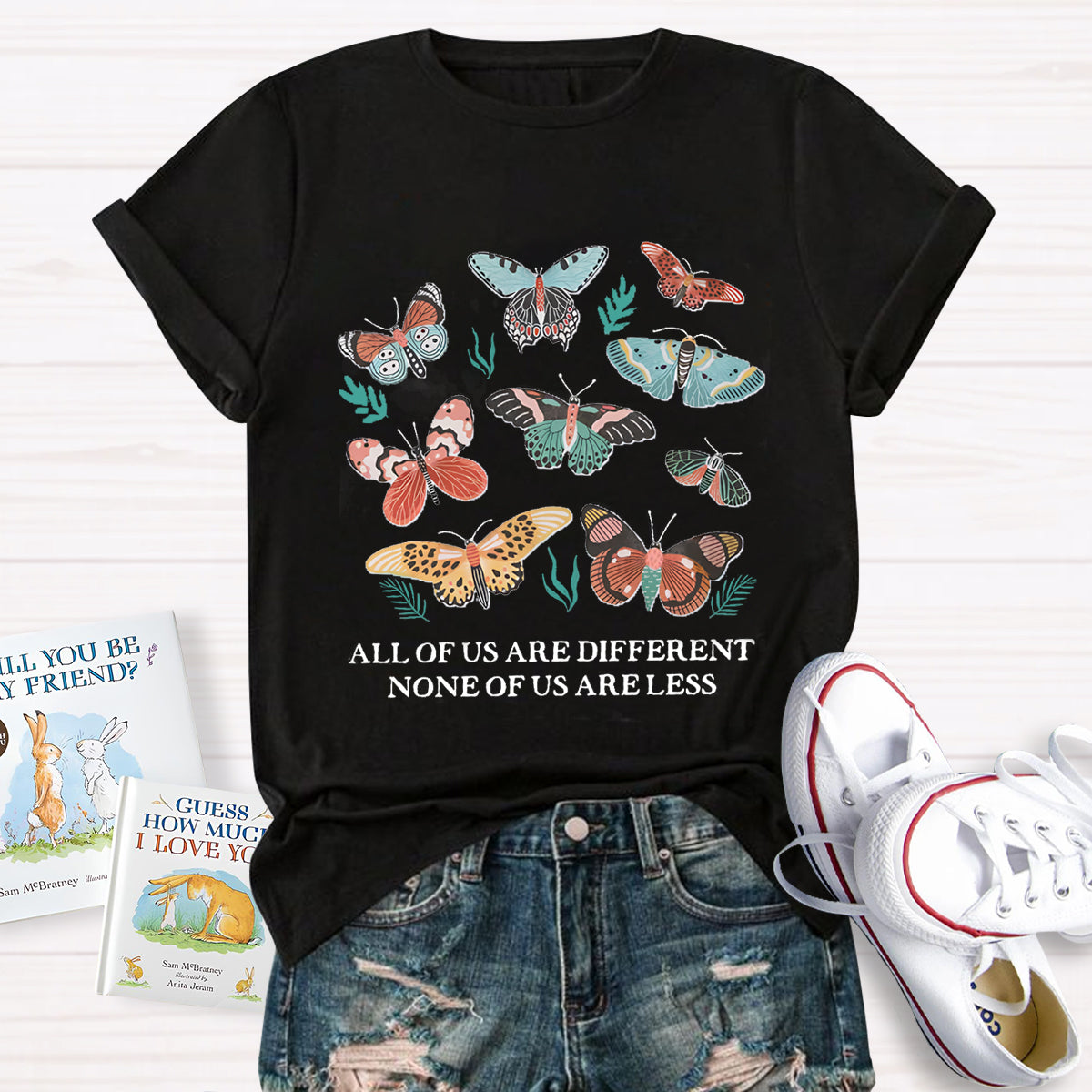 All Of Us Are Different None Of Us Are Less Butterfly T-Shirt