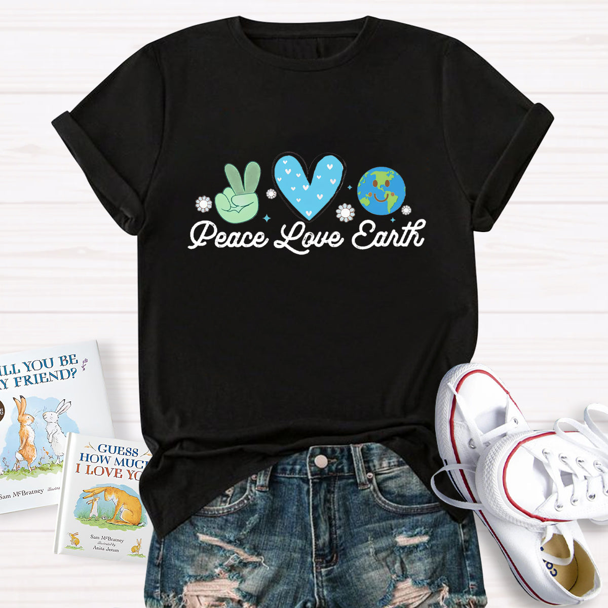 Peace Love Earth Teacher T-Shirt