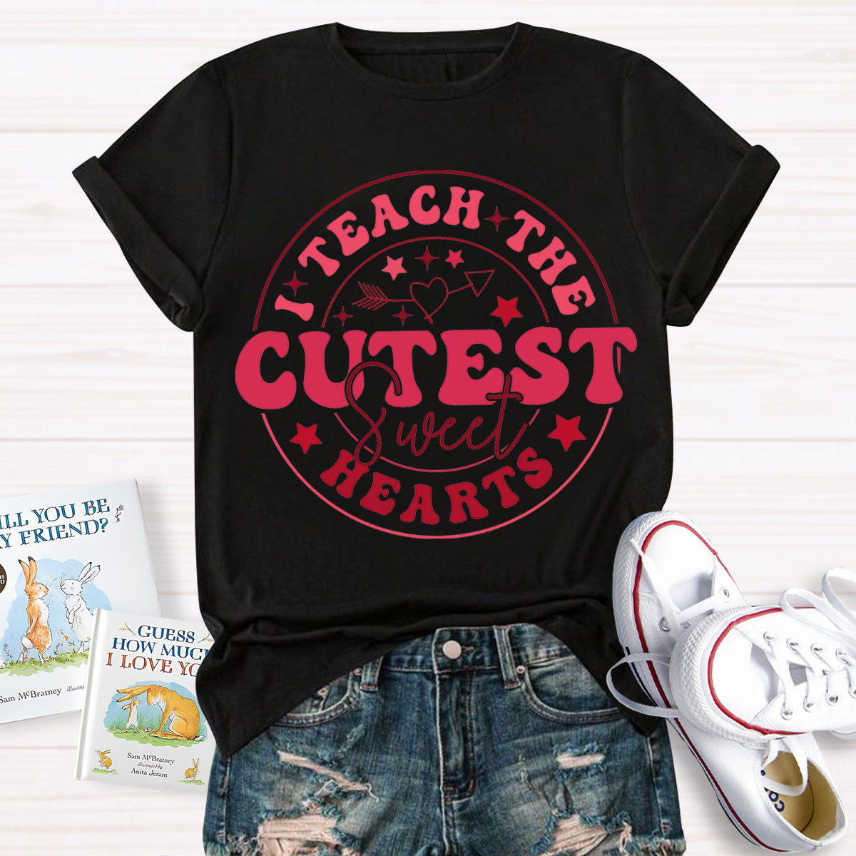 I Teach The Cutest Sweat Heart Teacher T-Shirt