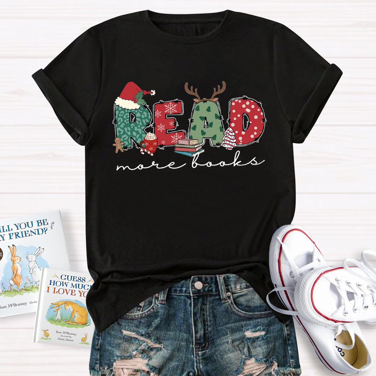 Read More Books Christmas Teacher T-Shirt