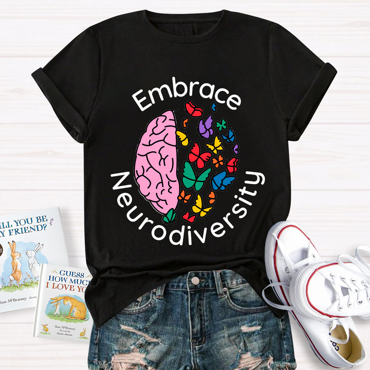 Embrace Neurodiversity Brain Butterfly T-Shirt