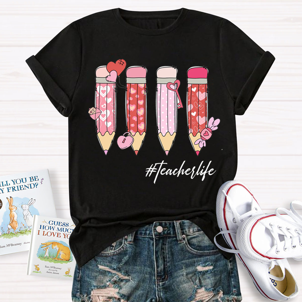 Valentine Pencils Teacher T-Shirt