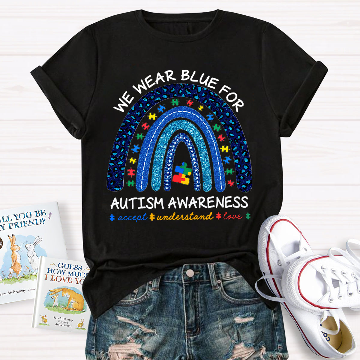 We Wear Blue For Autism Awareness Teacher T-Shirt