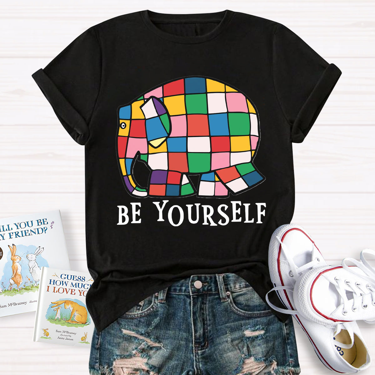 Be Yourself World Book Day Rainbow Elephant T-Shirt