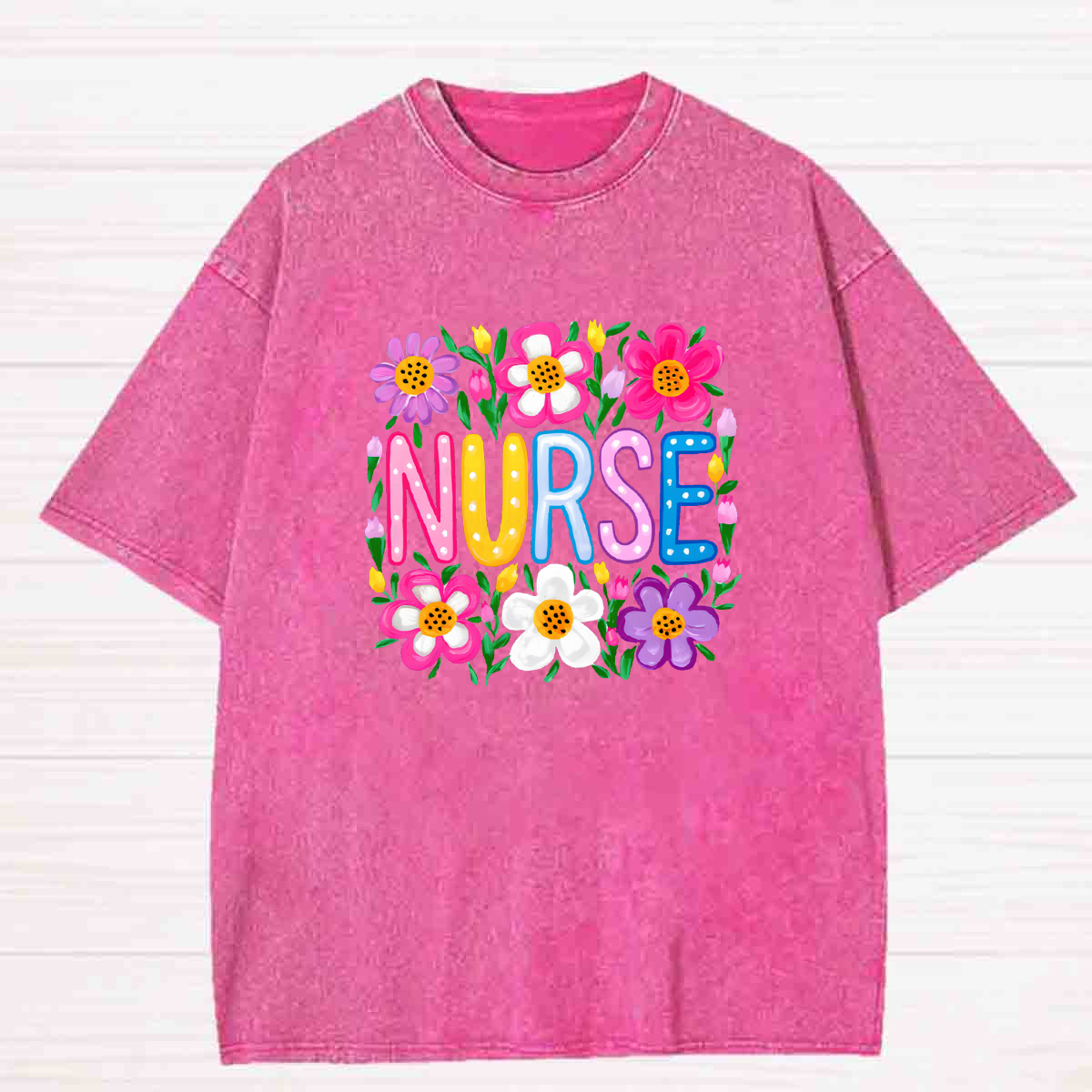 Floral Nurse Washed T-shirt
