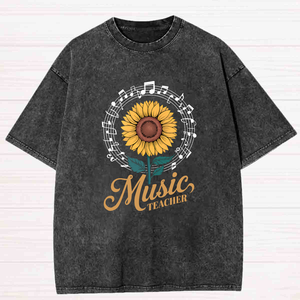 Music Teacher Sunflower Washed T-shirt