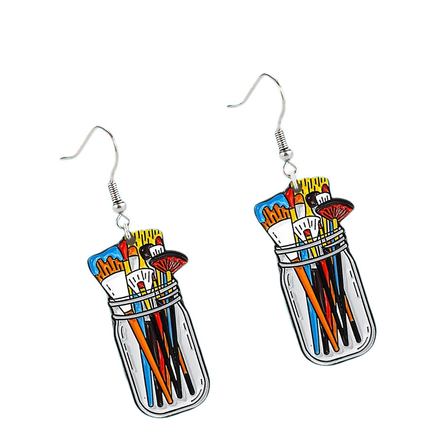 Cute Cartoon Paintbrush Acrylic Dangle Earrings