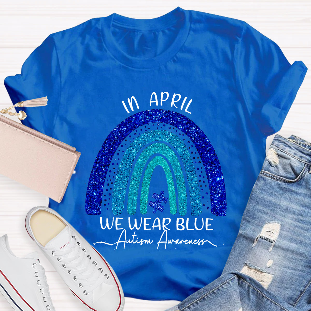 In April We Wear Blue Autism Awareness T-Shirt