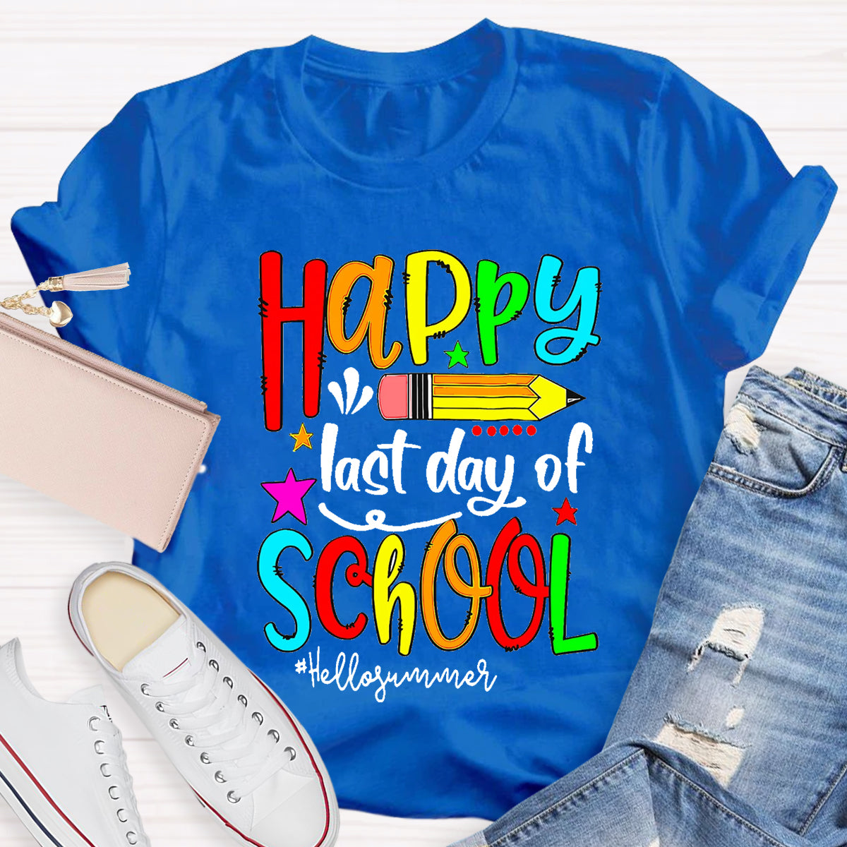 Happy Last Day Of School Hello Summer Teacher T-Shirt