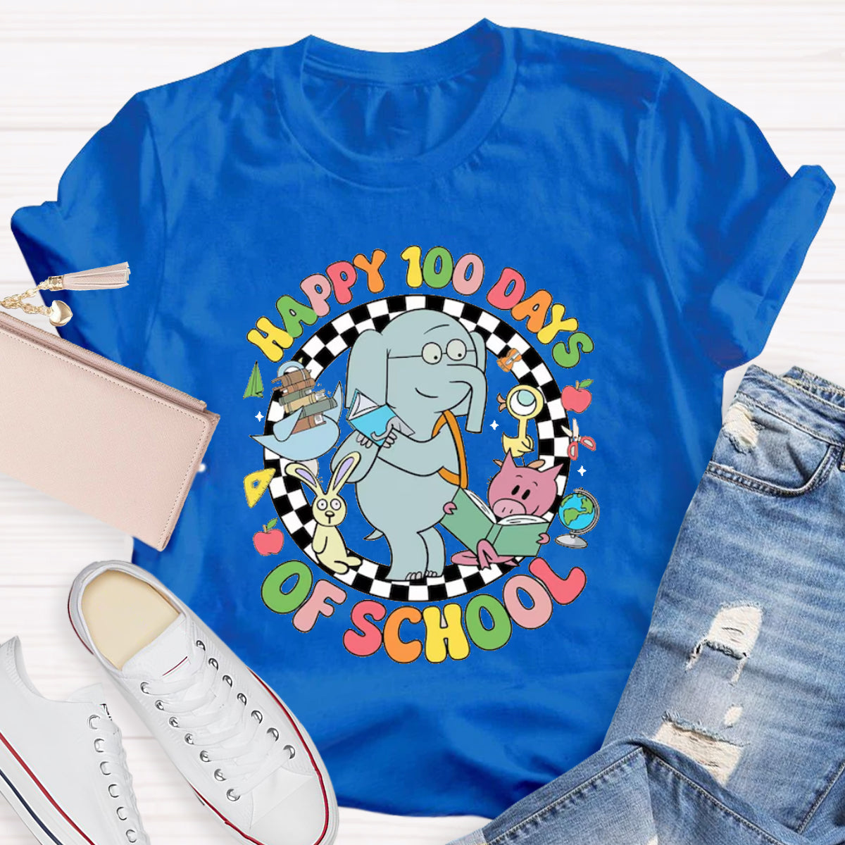 Happy 100 Days of School Elephant And Piggie Teacher T-Shirt