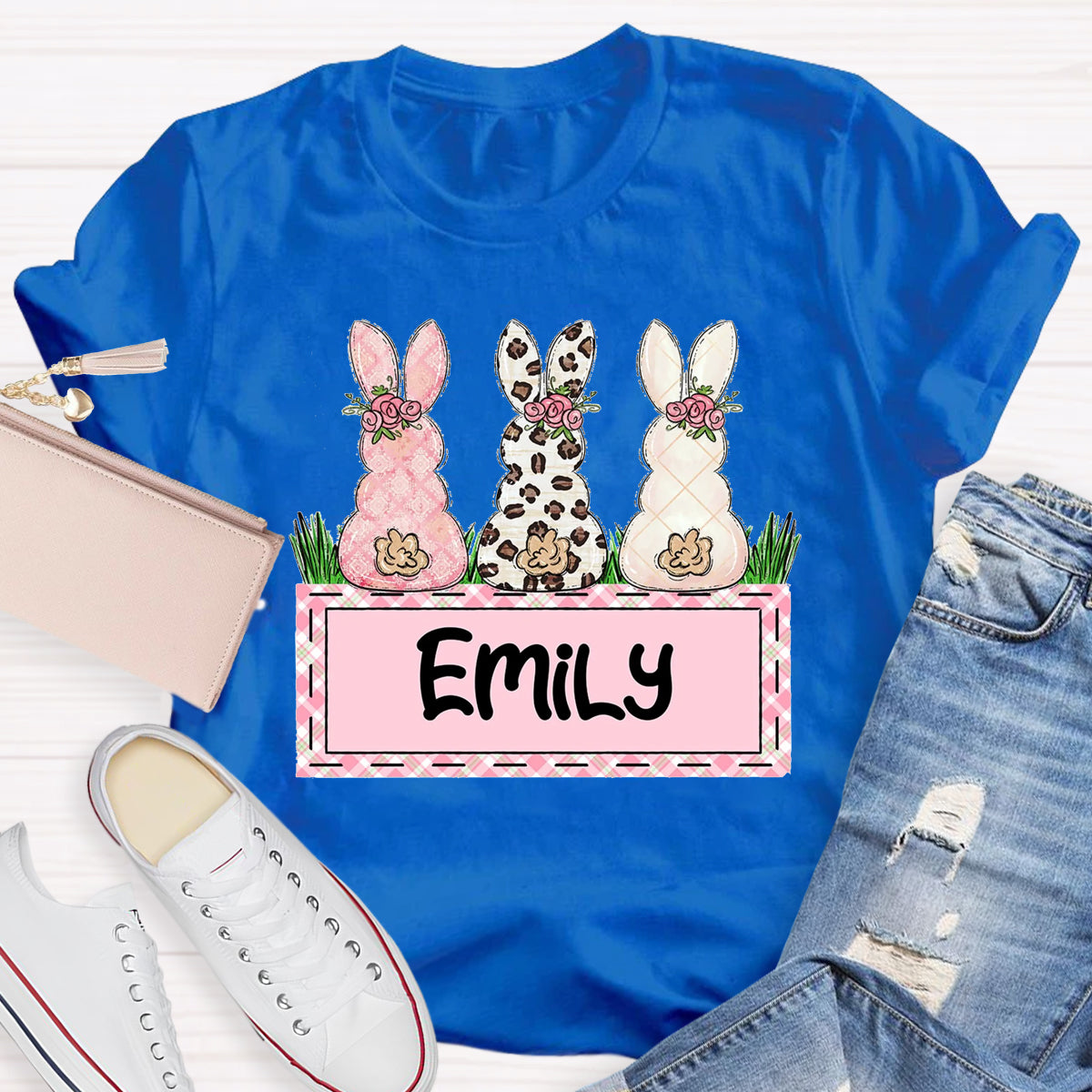 Personalized Name Teacher Easter Bunny T-Shirt