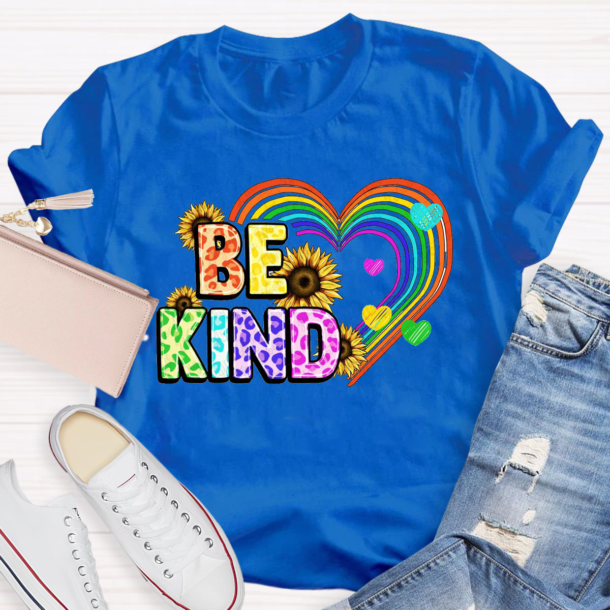 Be Kind Rainbow Sunflower Teacher T-Shirt
