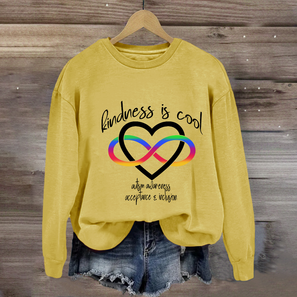 Kindness is Cool Autism Infinity Heart Rainbow Sweatshirt