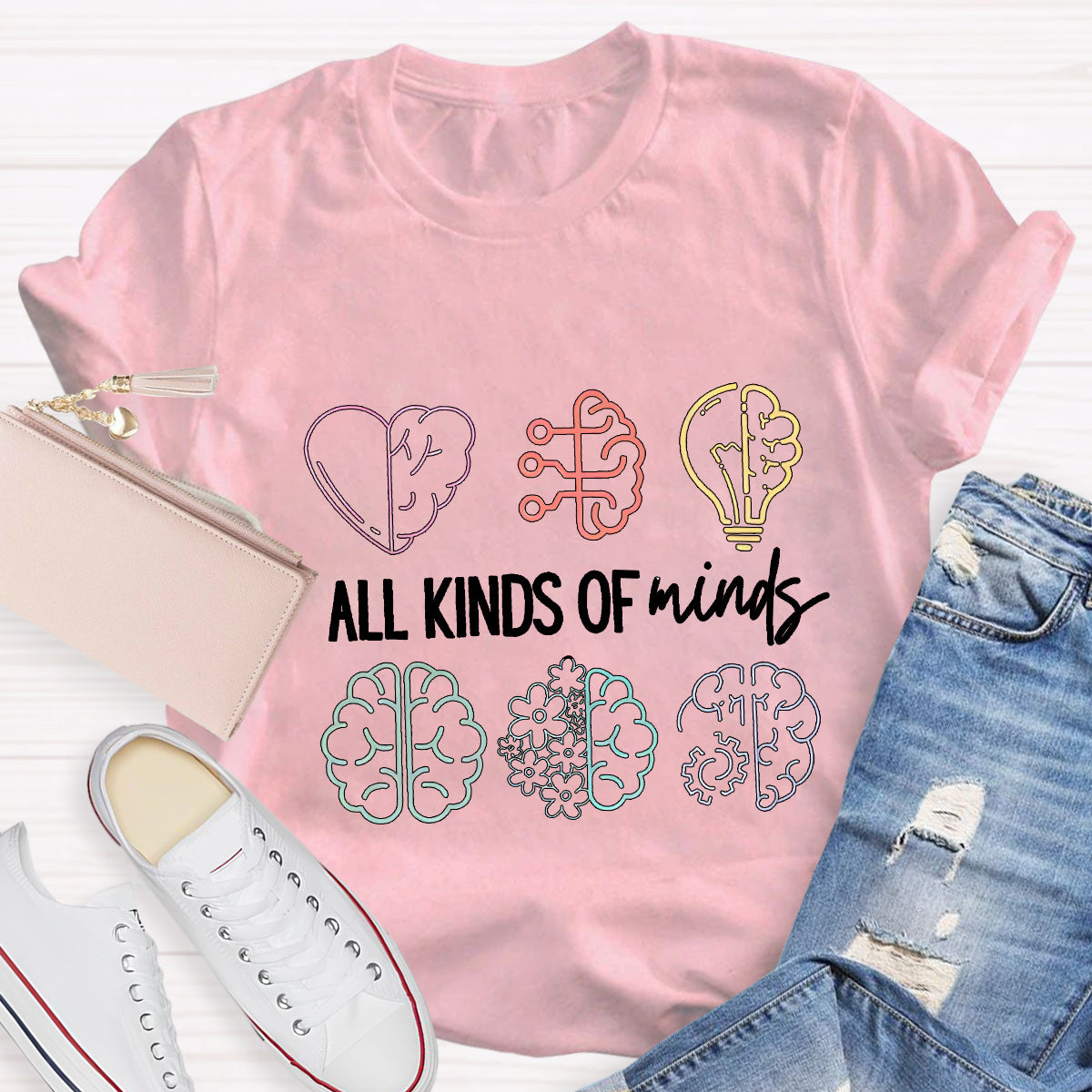 Minds Of All Kinds Brains Teacher T-Shirt