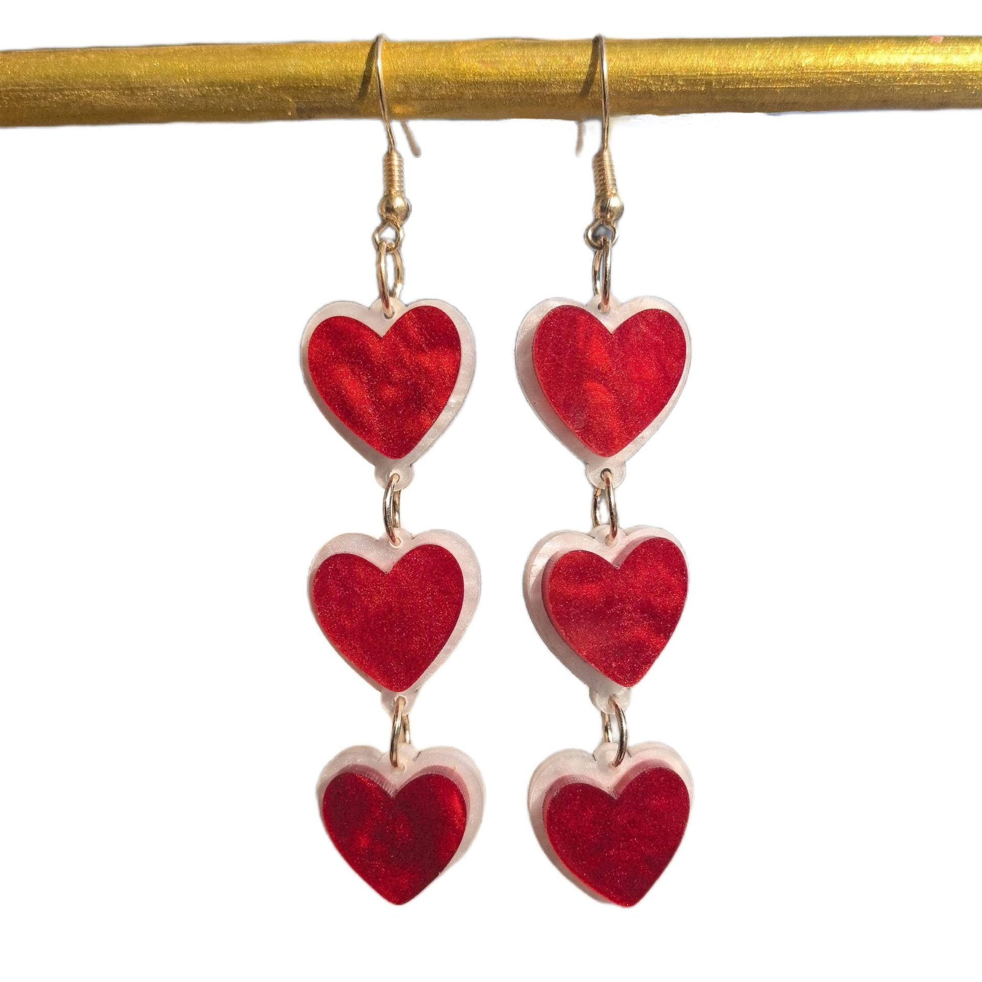 Water Ripple Red And Pink Heart-Shaped Envelope Earrings