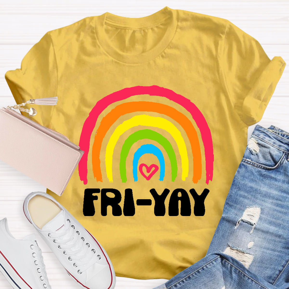 Friyay Rainbow Teacher T-Shirt
