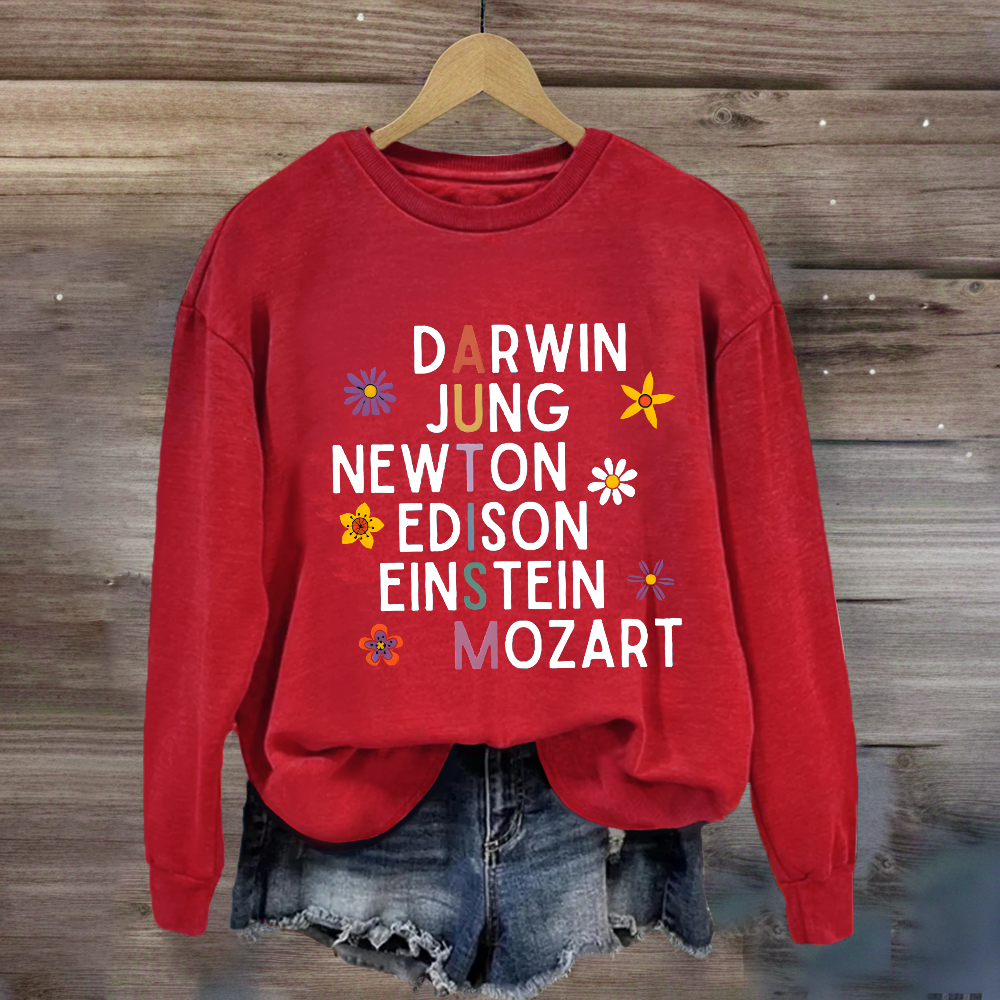 Darwin Jung Newton Einstein Edison Mozart Autism Sweatshirt