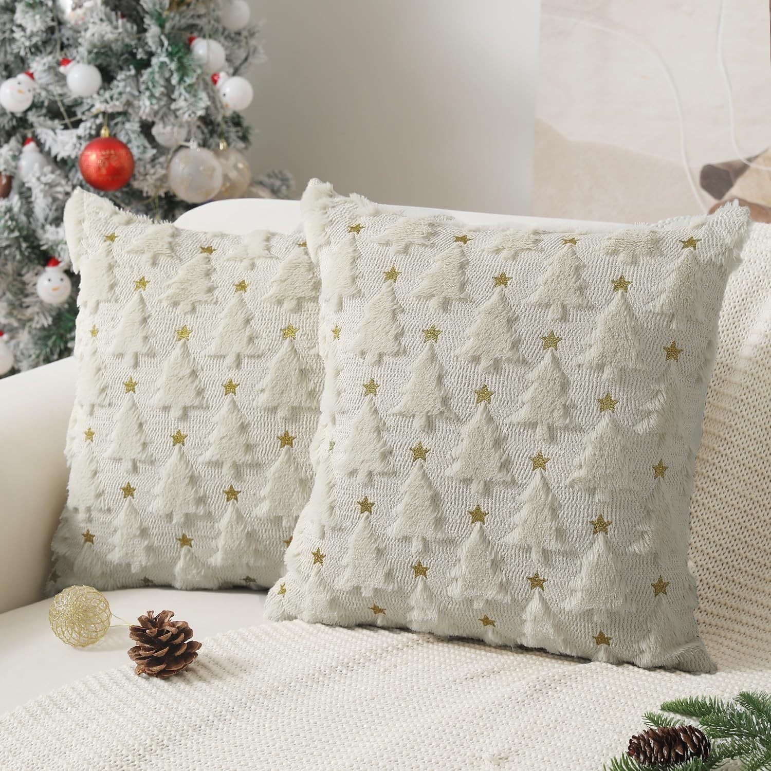 Christmas Pillow Solid Color Quilted Plush Pillowcase