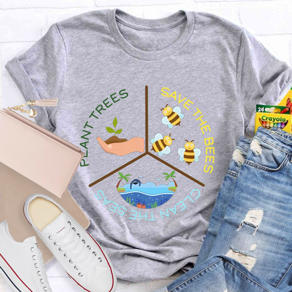Save The Bees Plant Trees Teacher T-Shirt