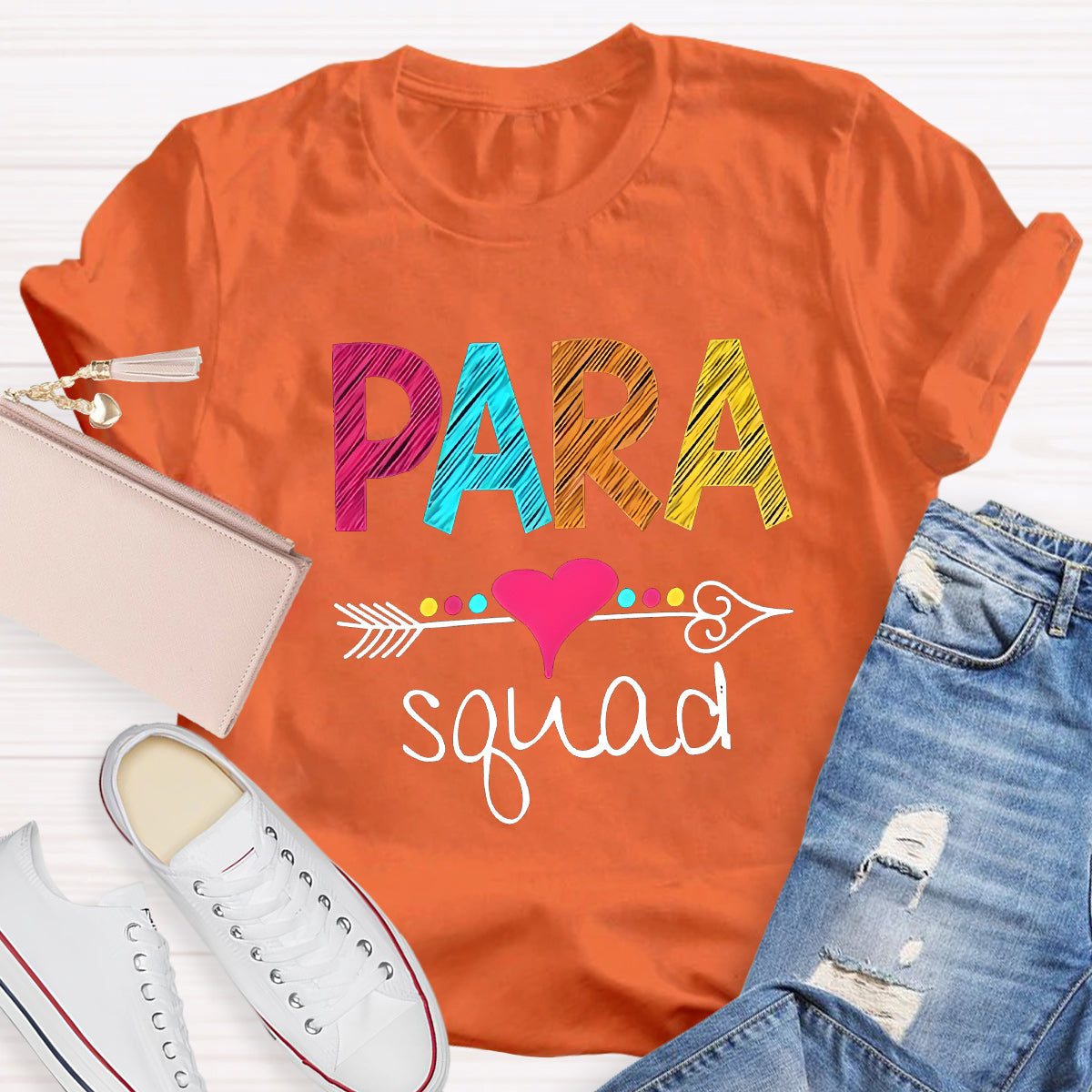 Para Squad Pink Heart Teacher T-Shirt