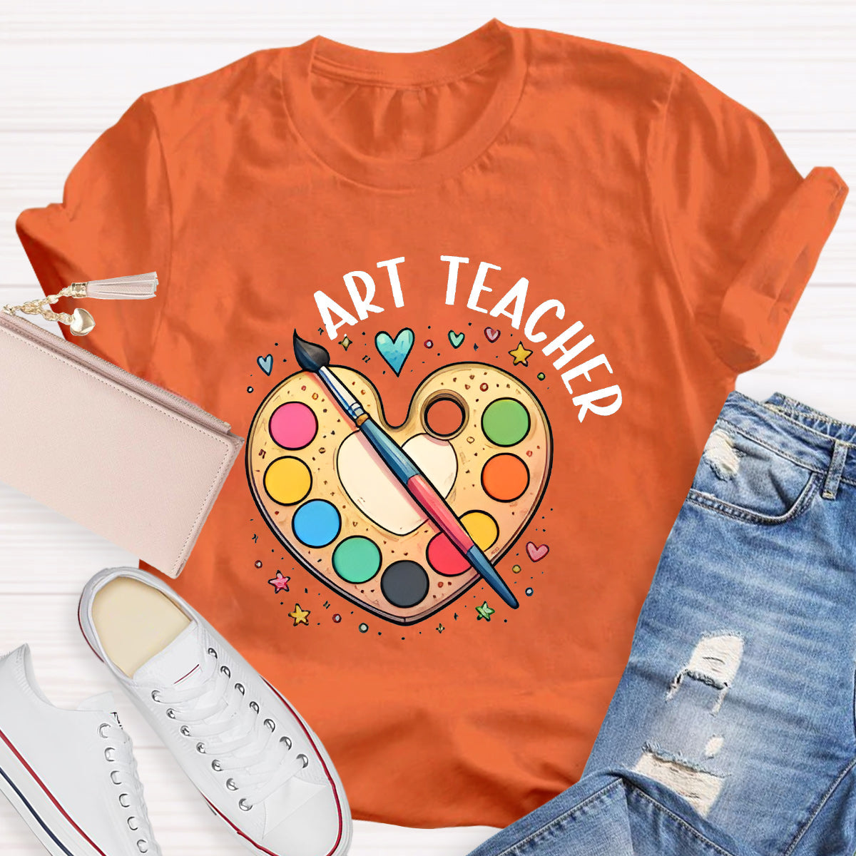 Art Teacher Heart Teacher T-Shirt