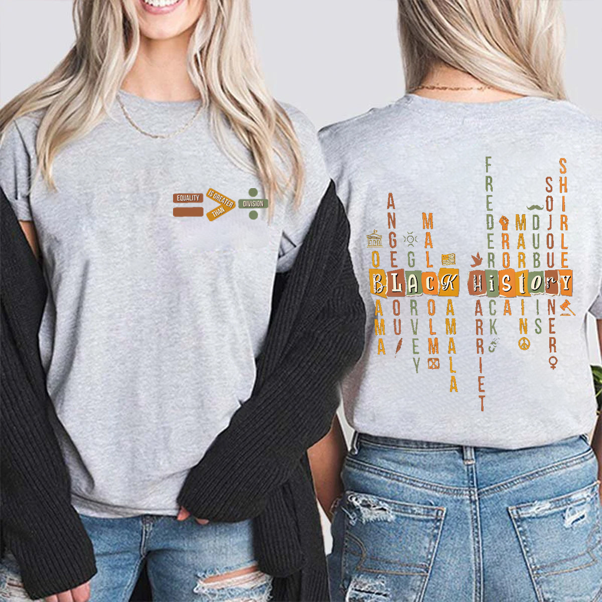 Equality Is Greater Than Division Teacher Double Printed T-shirt