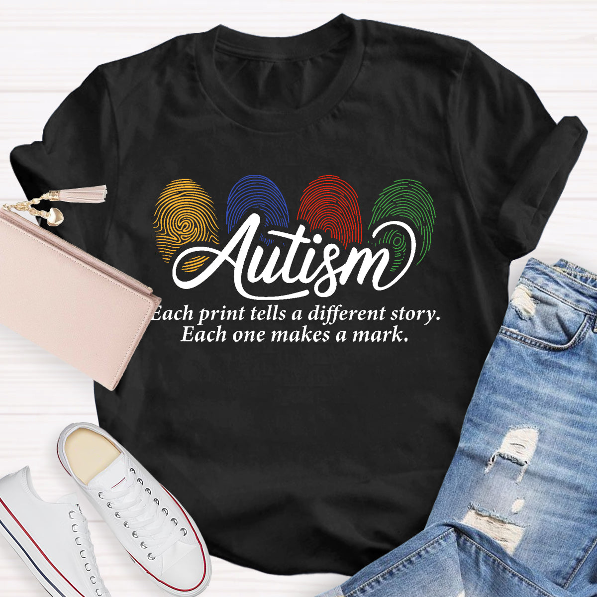 Autism Each One Makes A Mark Teacher T-Shirt
