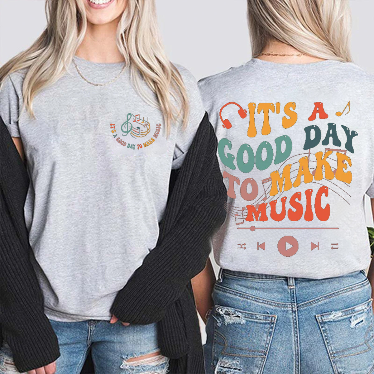 It'S A Good Day To Make Music Double Printed T-shirt
