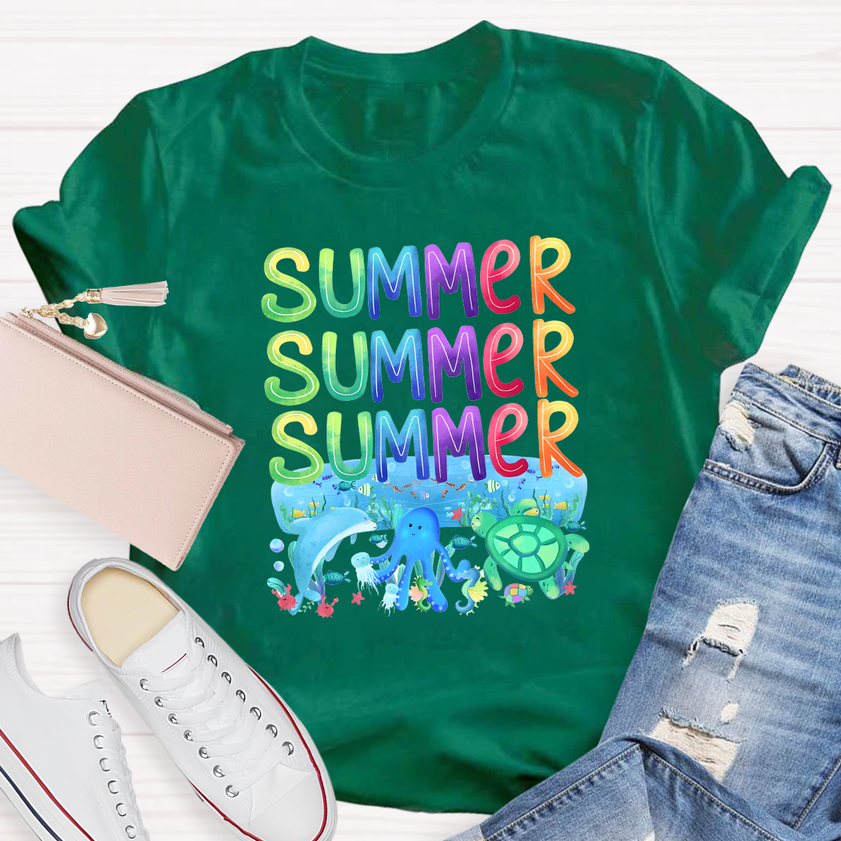 Rainbow Summer Teacher T-Shirt