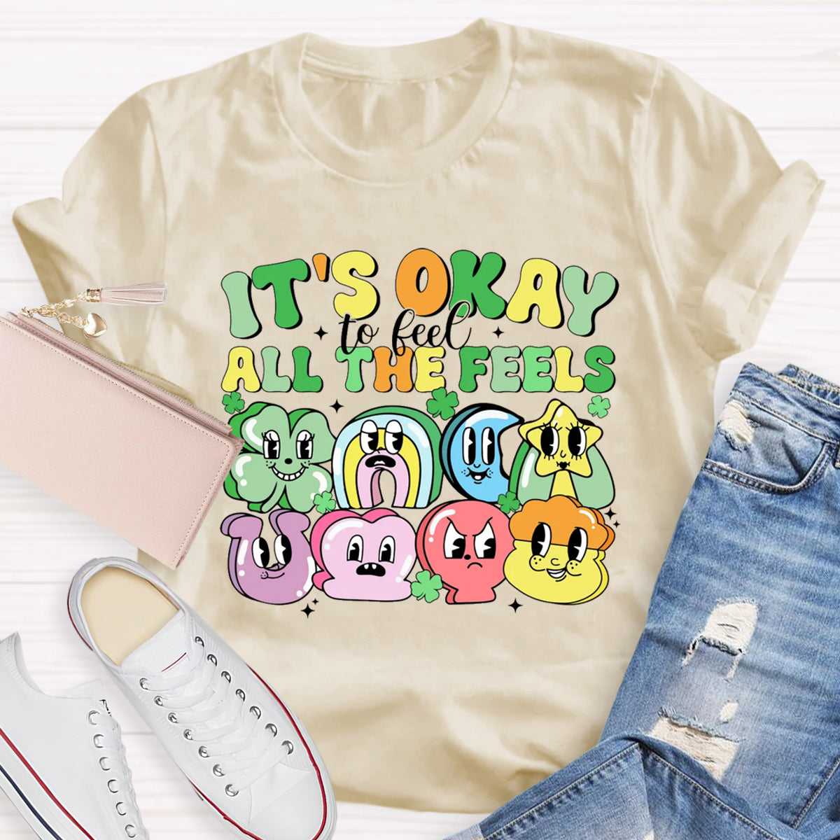 It's Okay To Feel All The Feels Shamrock T-Shirt
