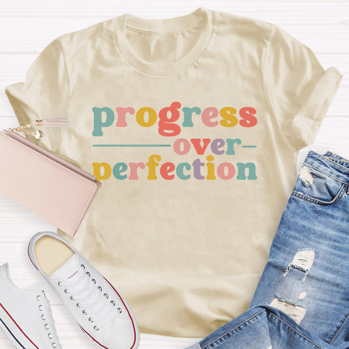 Progress  Over Perfection Teacher T-Shirt