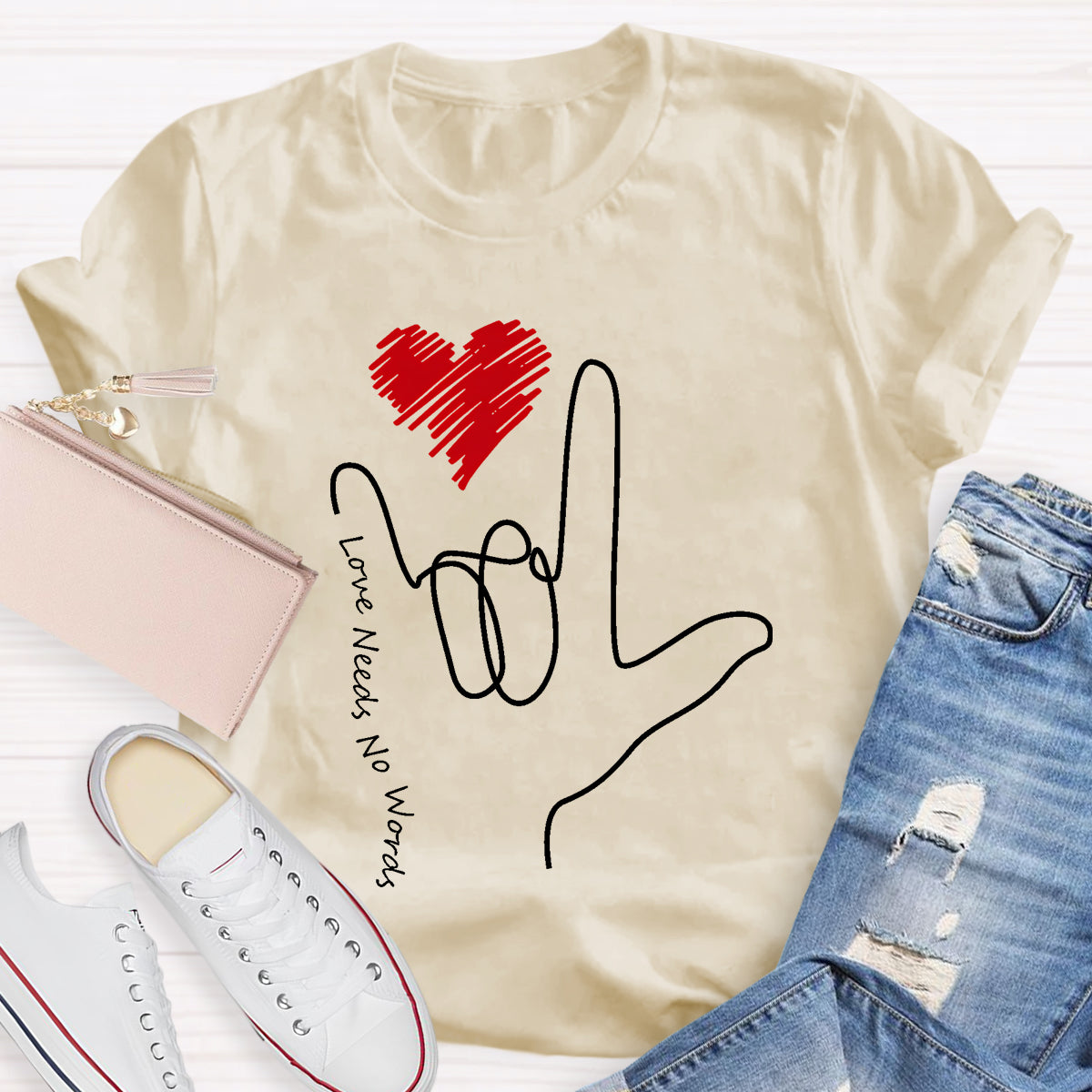 Love Need No Words Sign Language Love T-Shirt