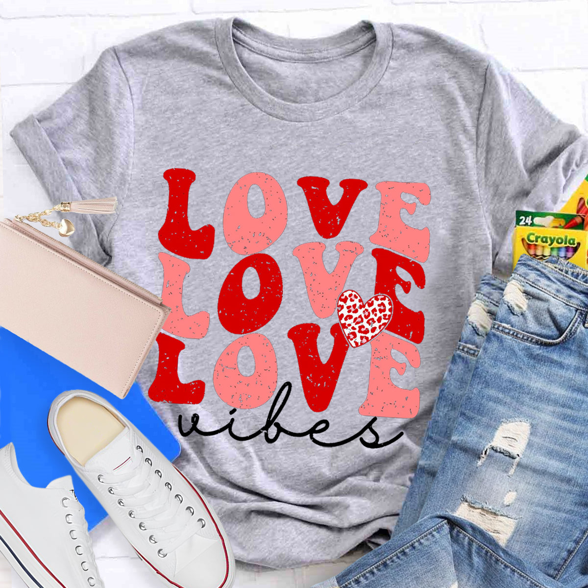 Love Vibes Valentine's Day Teacher T-Shirt