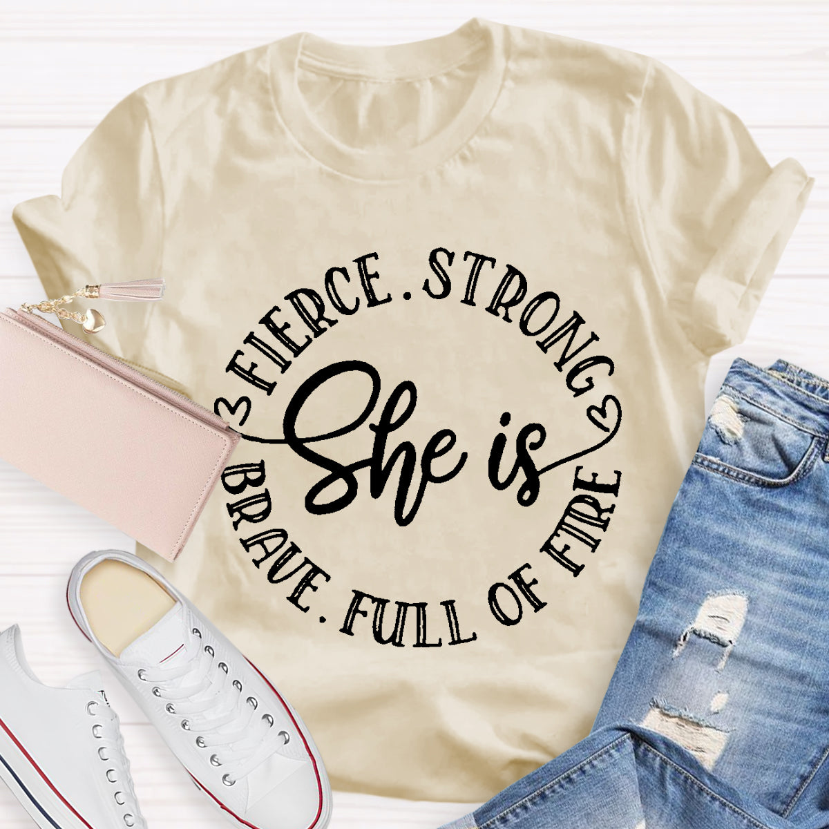She Is Brave Full Of Fire Fierce Strong T-Shirt