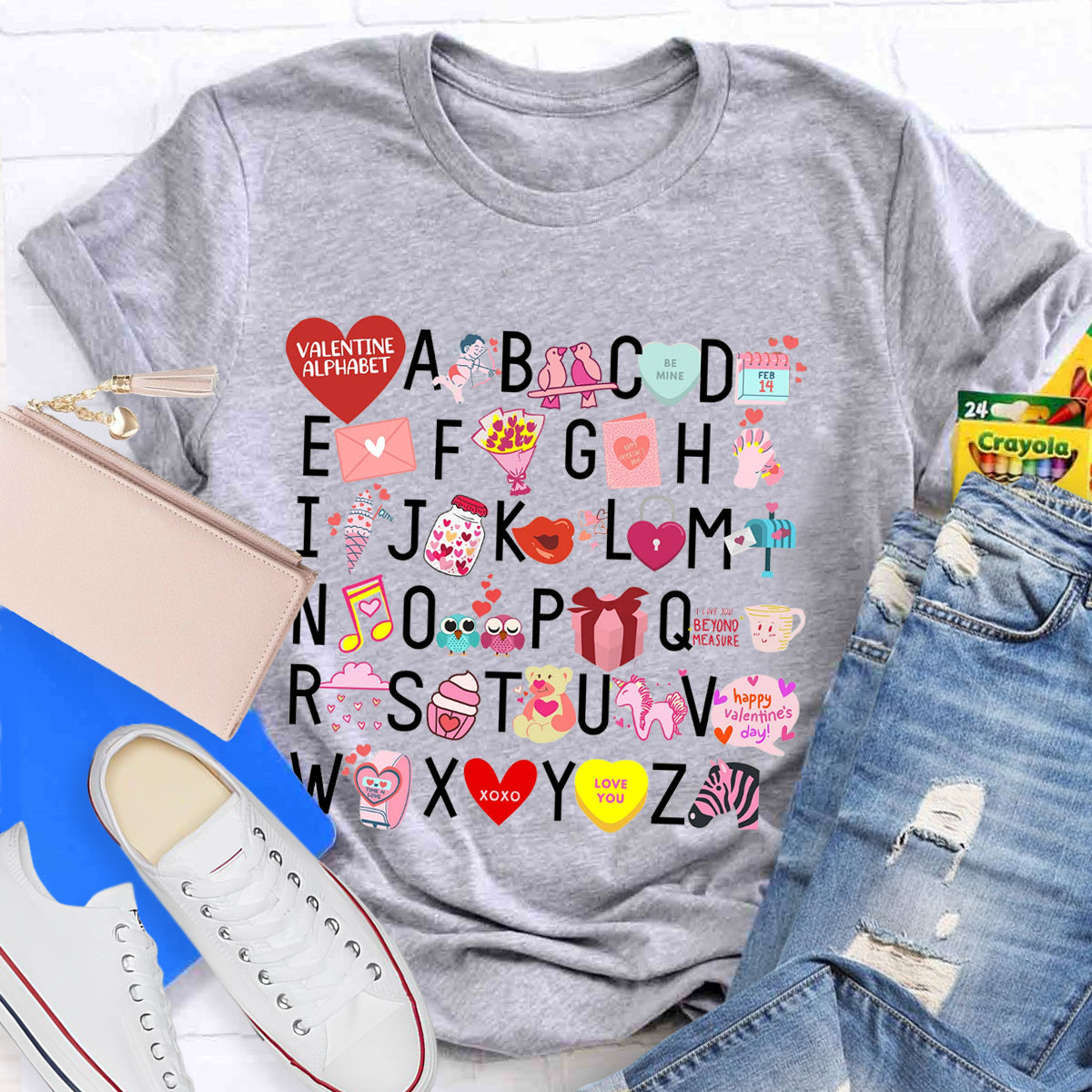 Valentine Alphabet Teacher T-Shirt
