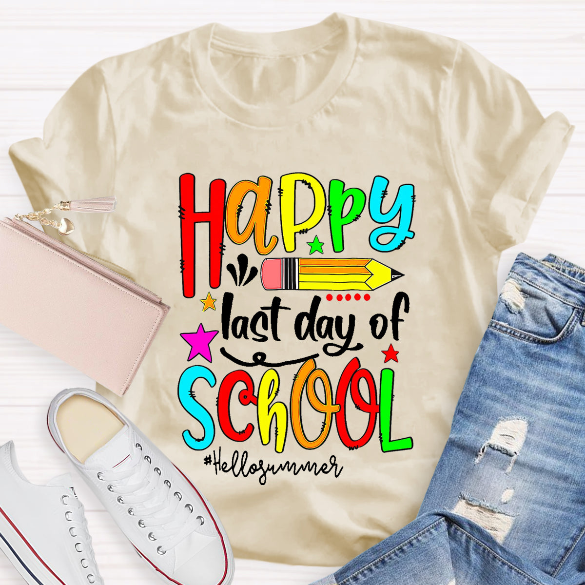 Happy Last Day Of School Hello Summer Teacher T-Shirt