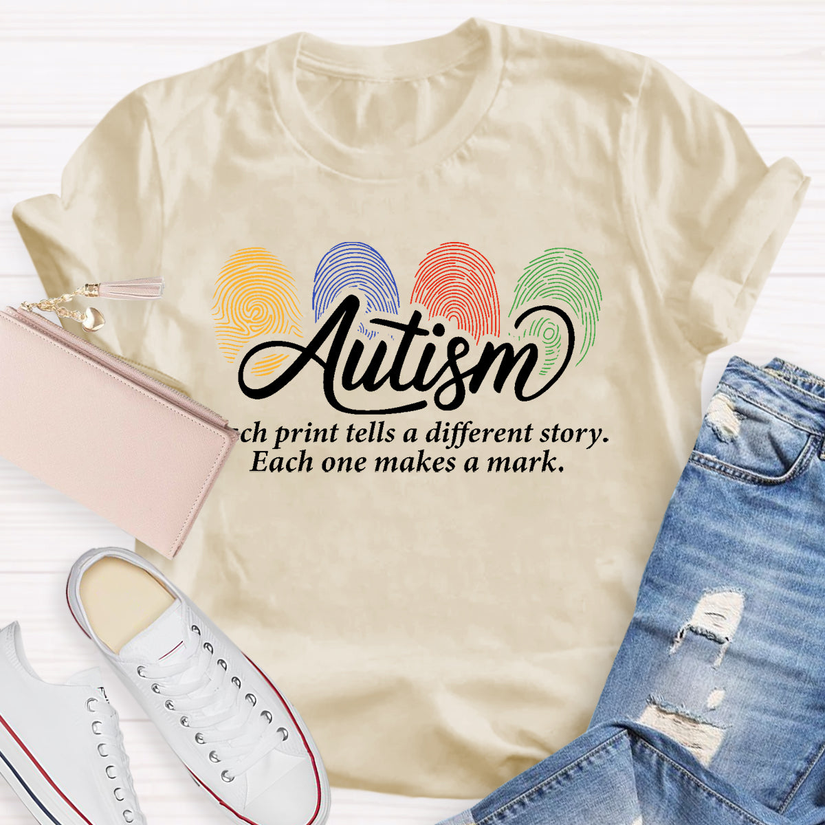 Autism Each One Makes A Mark Teacher T-Shirt