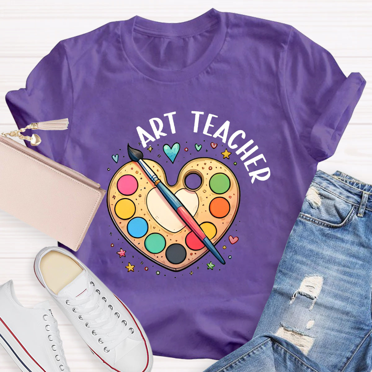 Art Teacher Heart Teacher T-Shirt