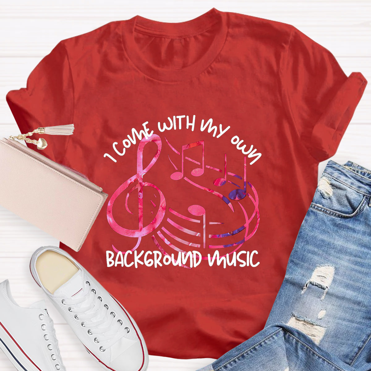 I Come With My own Background Music Teacher T-Shirt