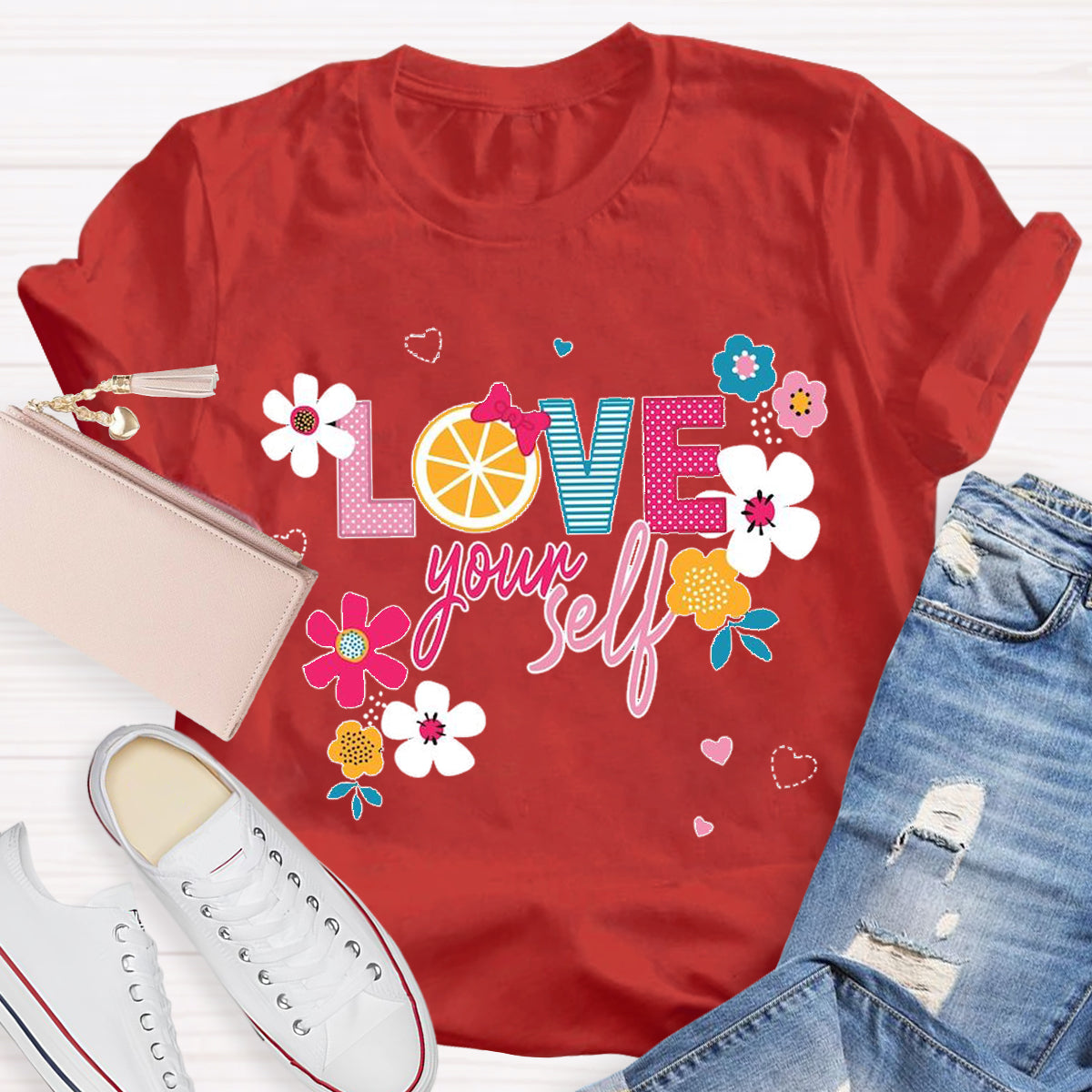 Love Yourself Flower Teacher T-Shirt