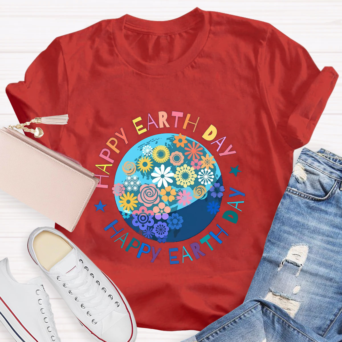 Happy Earth Day Floral Earth T-Shirt