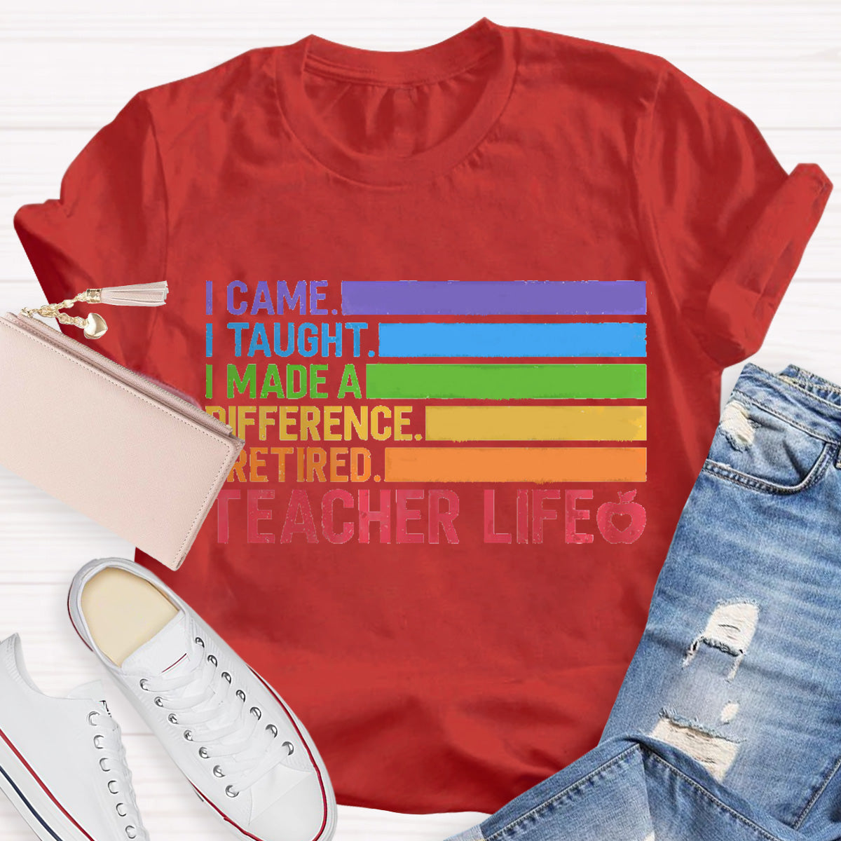 Teacher Life Red  Apple Teacher T-Shirt