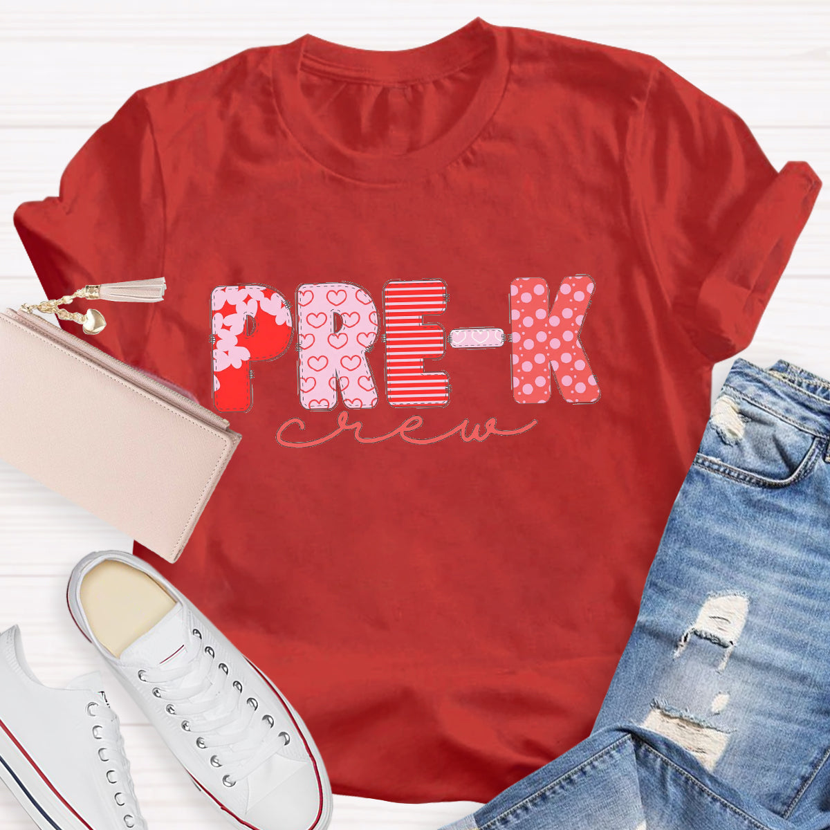 Valentine's Pre-K Crew Teacher T-Shirt