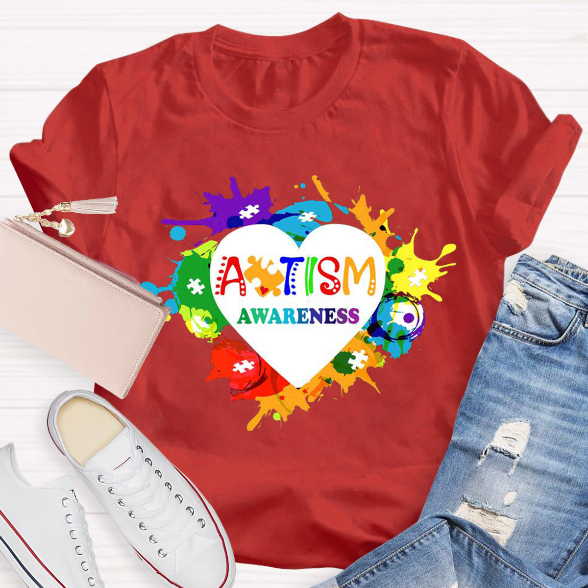 Awareness Colorful Teacher T-Shirt