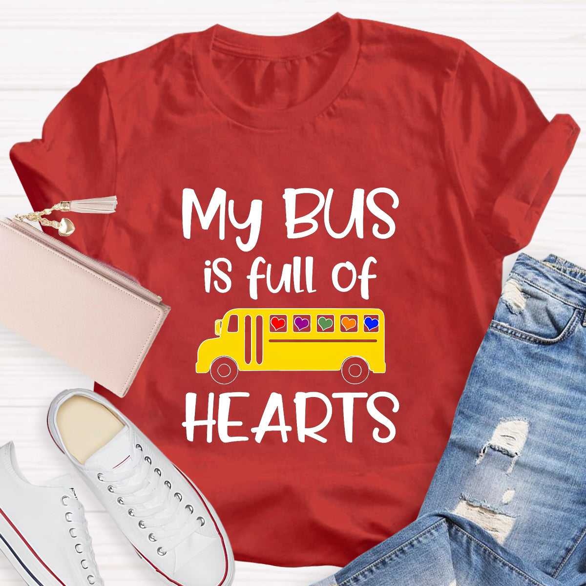 My Bus Is Full Of Hearts Teacher T-Shirt